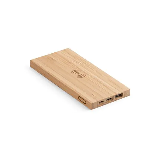FITCH. Power bank 5.000 mAh with 5W wireless charger in bamboo
