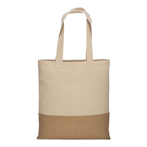 230g/m2 cotton shopping bag, with jute base, long handles 230g/m2 cotton shopping bag, with jute base, long handles