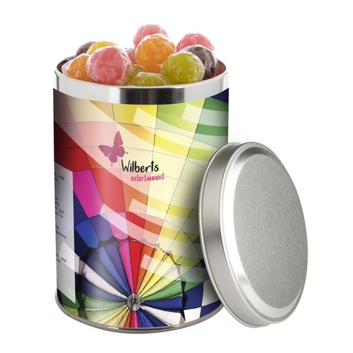 Groot blik 1,3 liter, gevuld met snoep