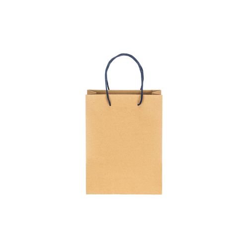 150 g/m2 natural recycled paper bag with gusset and short colored handles