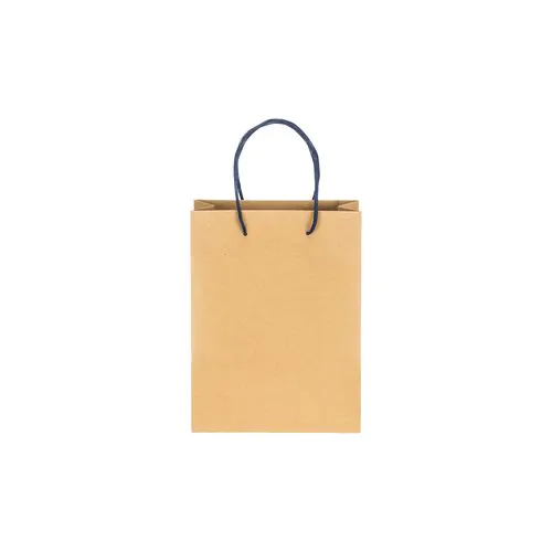 150 g/m2 natural recycled paper bag with gusset and short colored handles