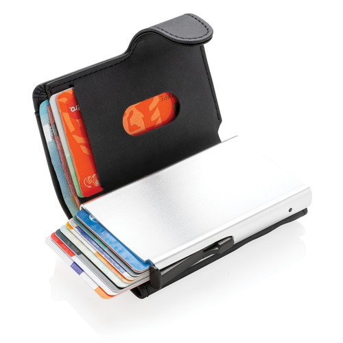 Standard aluminium RFID cardholder with PU wallet Standard aluminium RFID cardholder with PU wallet