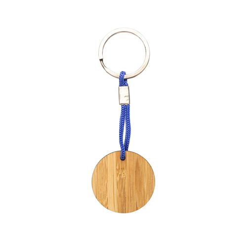 Bamboo keychain with cord and metal ring