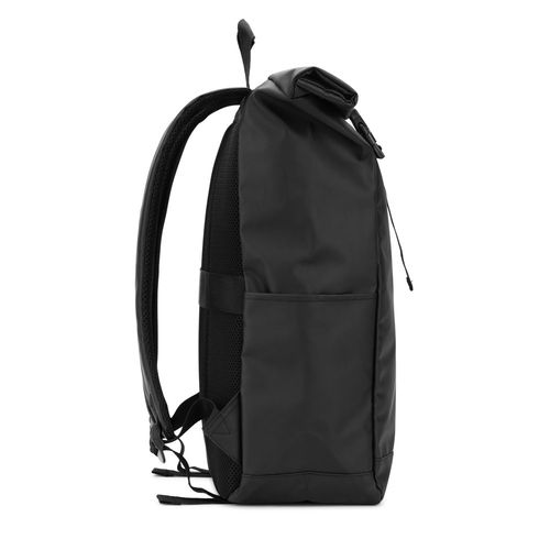 OSASCO BPACK. Sac à dos à roulettes avec système de fermeture à glissière permettant de rouler la partie supérieure pour l'adapter au volume du sac à dos, fabriqué en polyester recyclé 600D
