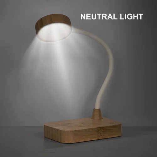 Multifunctional bamboo lamp with 15W wireless charger