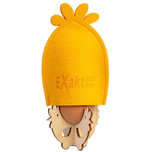 Breakfast egg-set with egg warmer - yellow incl. Laser engraving on the chicken Breakfast egg-set with egg warmer - yellow incl. Laser engraving on the chicken