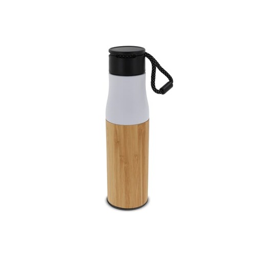 Bouteille isotherme avec dragonne et partie extérieur bambou 500ml Bouteille isotherme avec dragonne et partie extérieur bambou 500ml