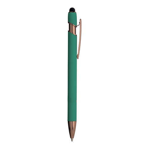 Penna a scatto in alluminio gommato con gommino per touch screen Penna a scatto in alluminio gommato con gommino per touch screen