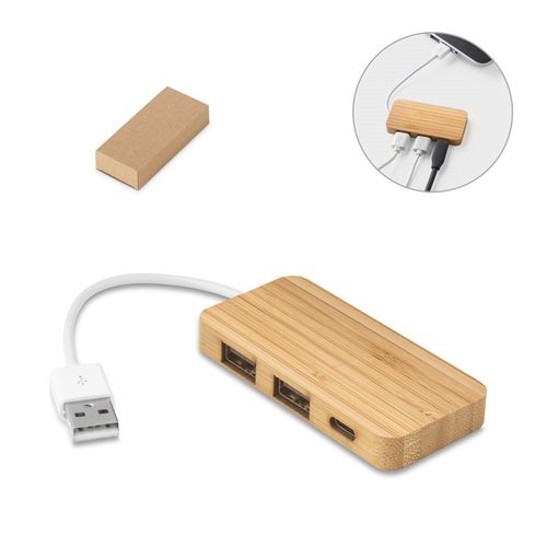 MOSER. HUB avec 2 ports USB-A et 1 USB-C en bambou MOSER. HUB avec 2 ports USB-A et 1 USB-C en bambou