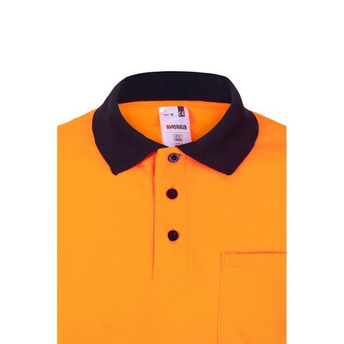 VL VULCAN. Polo bicolore (160g/m²) à manches longues, en polyester (100%)