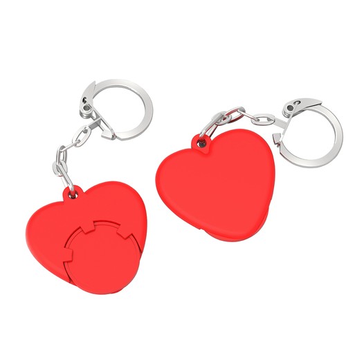 Portagettone con gettone per carrello 1€ "cuore"