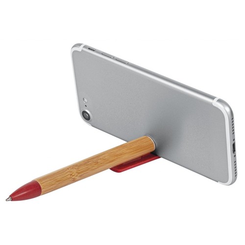 STYLO Á BILLE EN BAMBOO PIÈCES EN ROUGE