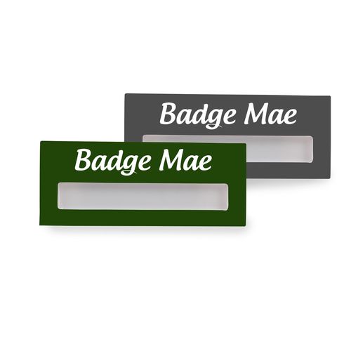 Badge Mae, Rectangular, 74 x 20 mm, Needle, Print in full color Badge Mae, Rectangular, 74 x 20 mm, Needle, Print in full color