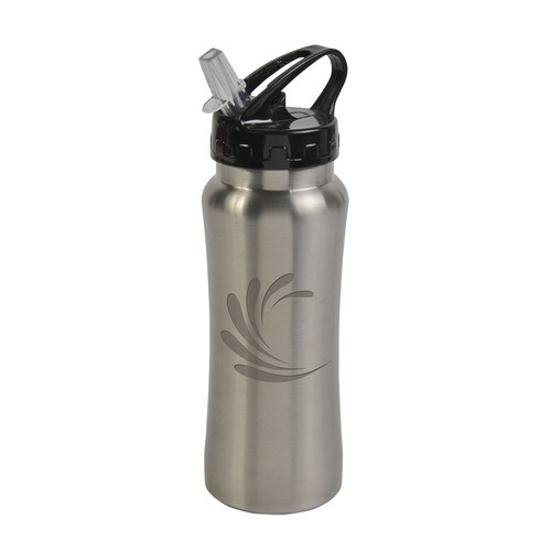 Bouteille en métal avec paille rectractable 600 ml