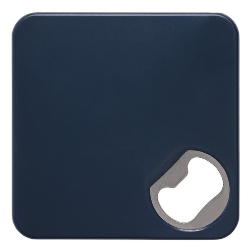 COASTER WITH BOTTLE OPENER IN PLASTIC AND METAL