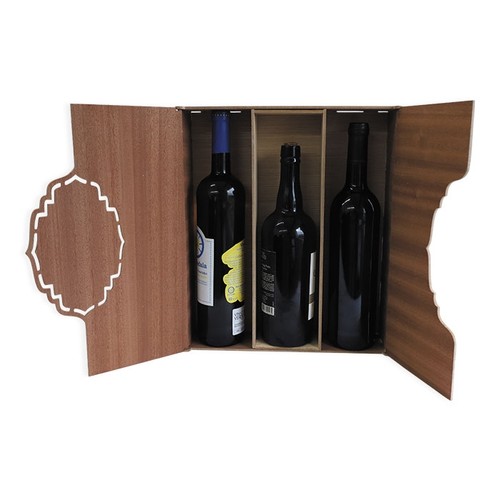 CAJA DE MADERA PARA 3 BOTELLAS DE VINO CUSTOMIZABLE CAJA DE MADERA PARA 3 BOTELLAS DE VINO CUSTOMIZABLE