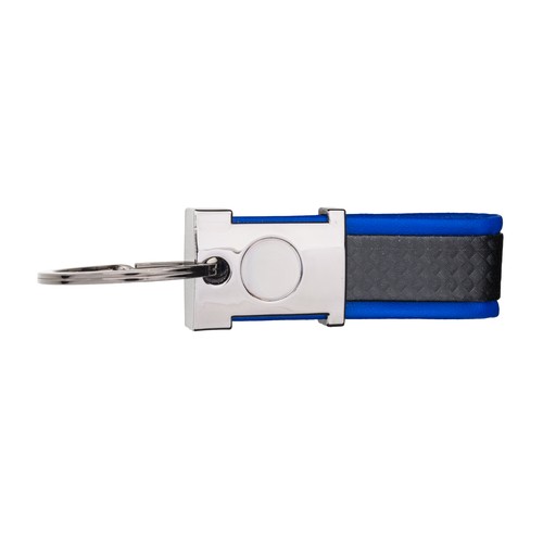Porte-clés en métal bruni et PU bicolore, avec un espace adapté au logo en résine Porte-clés en métal bruni et PU bicolore, avec un espace adapté au logo en résine