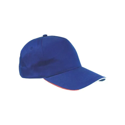 Casquette en coton, 5 panneaux avec broderie tricolore sur la fermeture, fermeture velcro Casquette en coton, 5 panneaux avec broderie tricolore sur la fermeture, fermeture velcro
