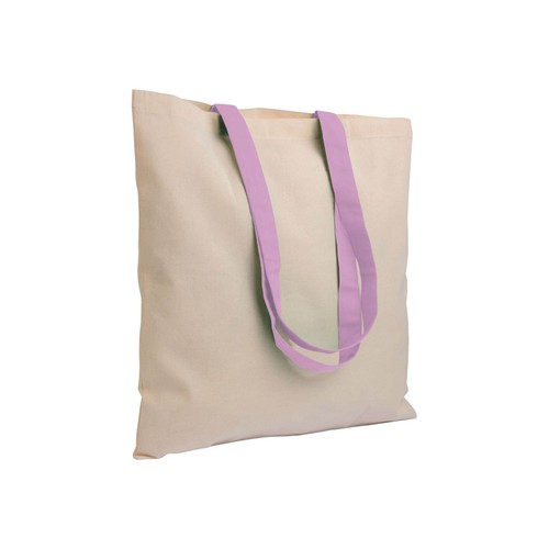 135 g/m2 natural cotton shopping bag with coloured long handles 135 g/m2 natural cotton shopping bag with coloured long handles