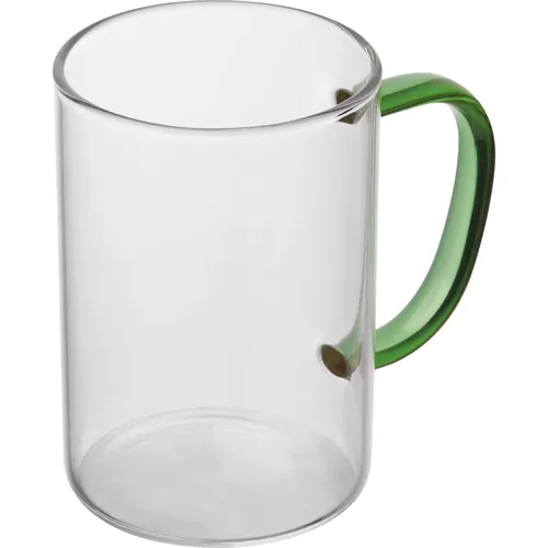 glass mug with coloured handle glass mug with coloured handle