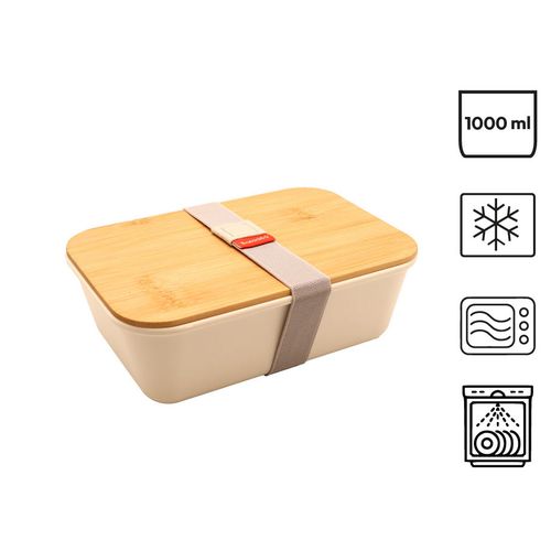 Bento 'Ikoma', white, with bamboo lid Bento 'Ikoma', white, with bamboo lid