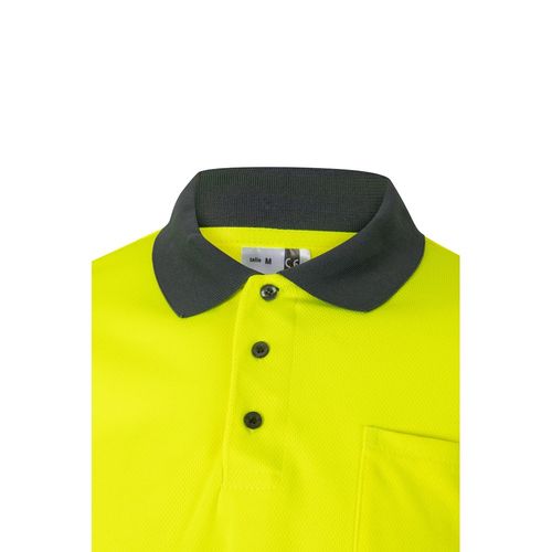 VL VULCAN. Polo bicolore (160g/m²) à manches longues, en polyester (100%)