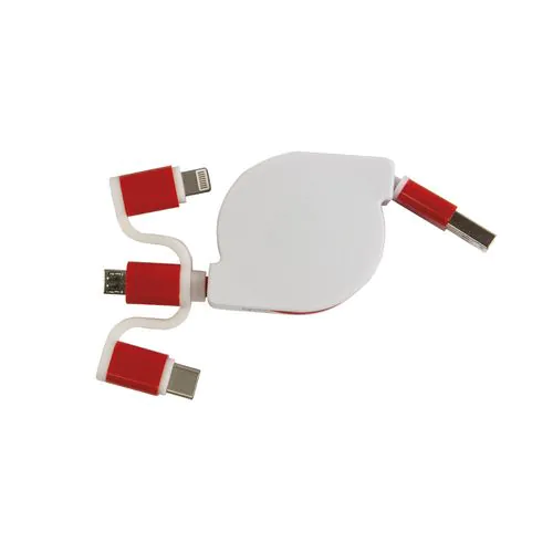Cable d'alimentation USB type C, lightning, micro USB retractable