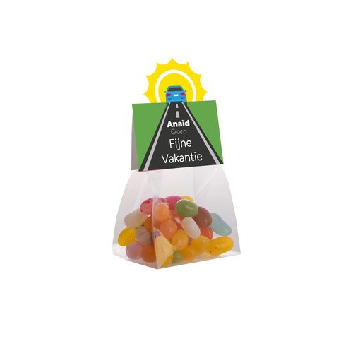 Block bag with header card in your own shape and 50 grams of candy