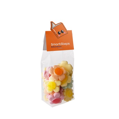 Sachet avec étiquette personnalisée et 150 grammes de bonbons Sachet avec étiquette personnalisée et 150 grammes de bonbons