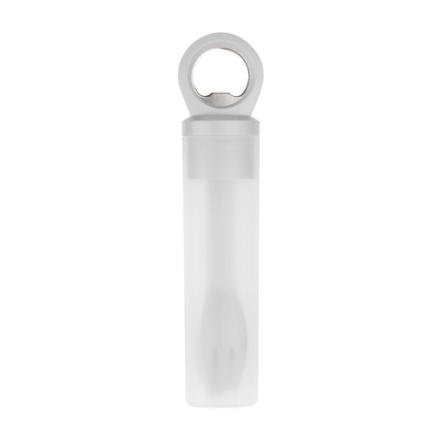 BOTTLE OPENER WITH METAL AND PLASTIC CUTLERY SET