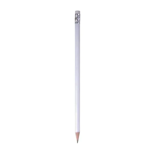 Wooden pencil with graphite lead, cylindrical cross-section and white rubber, sharpened Wooden pencil with graphite lead, cylindrical cross-section and white rubber, sharpened