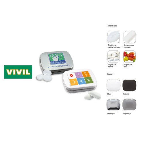 Hinged-Tin-59, Chewing Gum Dragees sugar free (Tin) Hinged-Tin-59, Chewing Gum Dragees sugar free (Tin)