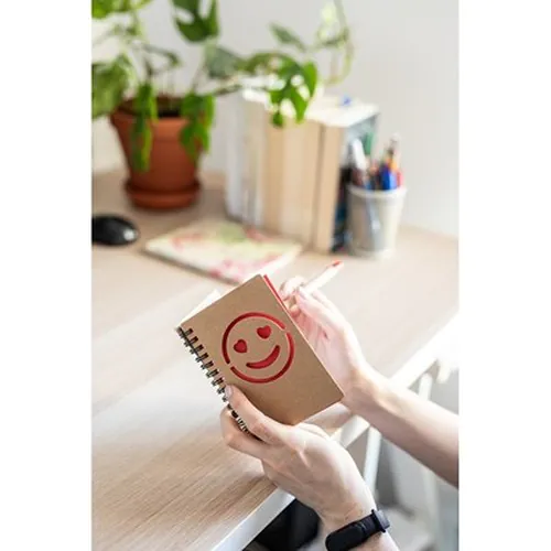 Notebook approx. B7 "smiling face" with ball pen | Dylan