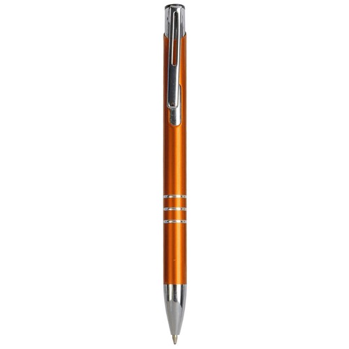 Penna a scatto in metallo con decorazione a 3 anelli e particolari cromati Penna a scatto in metallo con decorazione a 3 anelli e particolari cromati