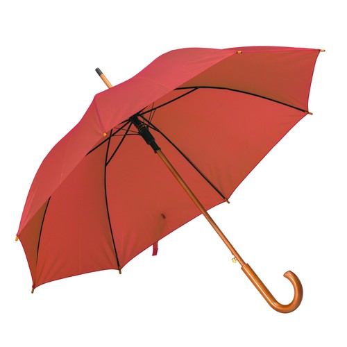 Automatic umbrella with wood shaft, ferrule and handle