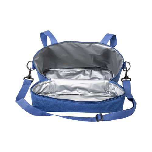 Borsa termica in r-pet melange con interno bianco in PEVA. Borsa termica in r-pet melange con interno bianco in PEVA.
