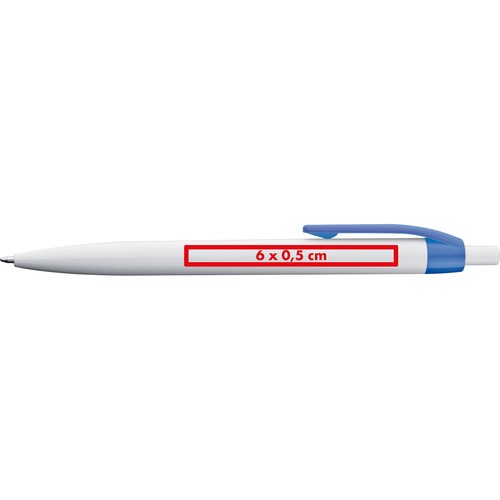 White plastic ball pen with coloured clip