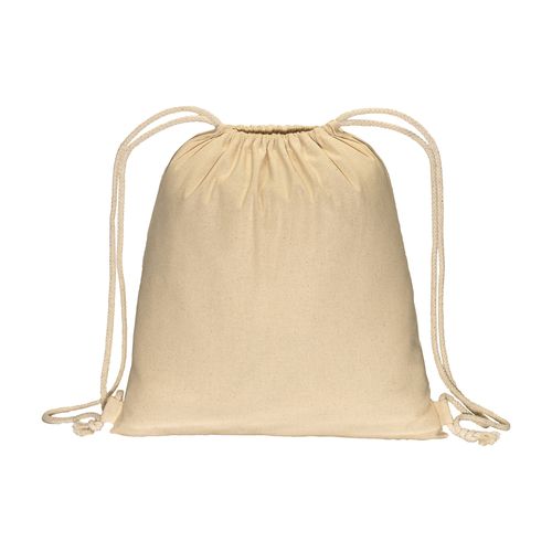Mochila de color liso de algodón reciclado (140 g/m2). Cierre con doble cordón Mochila de color liso de algodón reciclado (140 g/m2). Cierre con doble cordón