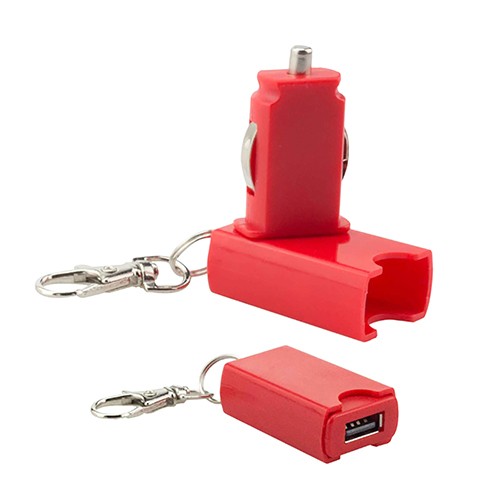Keyring with car charger Carnelian Keyring with car charger Carnelian