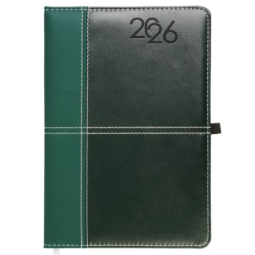 Agenda journalier 2026, couverture rigide en PU thermocollé avec piqûres sur les bords