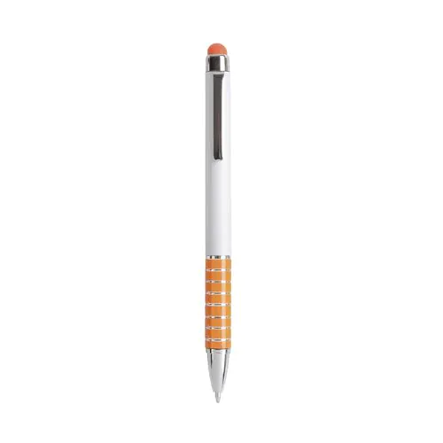 Twist pen with white plastic barrel and coloured aluminium grip, matching the touchscreen Twist pen with white plastic barrel and coloured aluminium grip, matching the touchscreen