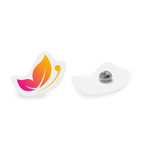 Pin Plastic with pin & clutch, Design your own, Print in full color Pin Plastic with pin & clutch, Design your own, Print in full color