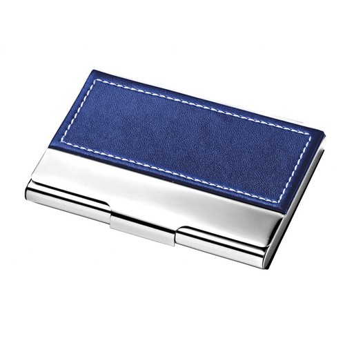 BUSINESS CARD HOLDER METAL - PU BLUE BUSINESS CARD HOLDER METAL - PU BLUE