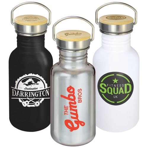 Bouteille de voyage - Couvercle en bambou (500ml) * Bouteille de voyage - Couvercle en bambou (500ml) *