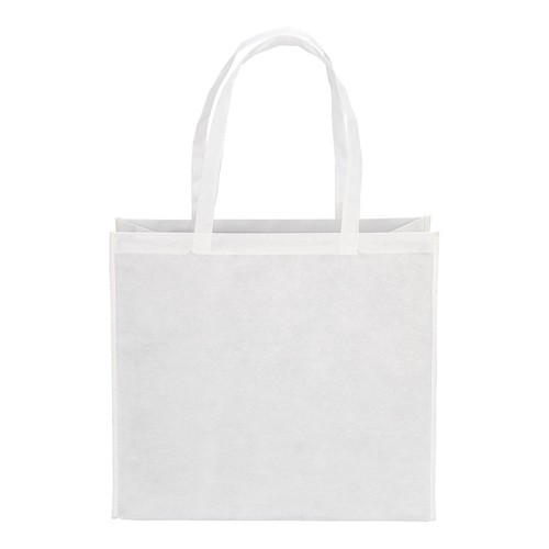 Bolsa de PET reciclado 80 g/m2, asas largas y fuelle Bolsa de PET reciclado 80 g/m2, asas largas y fuelle