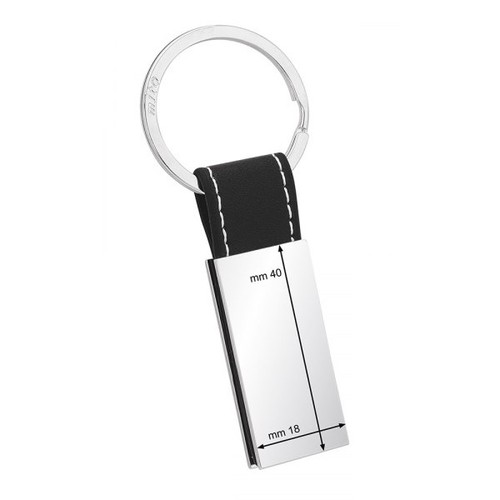 KEYCHAIN RECTANGULAR BLACK LEATHER