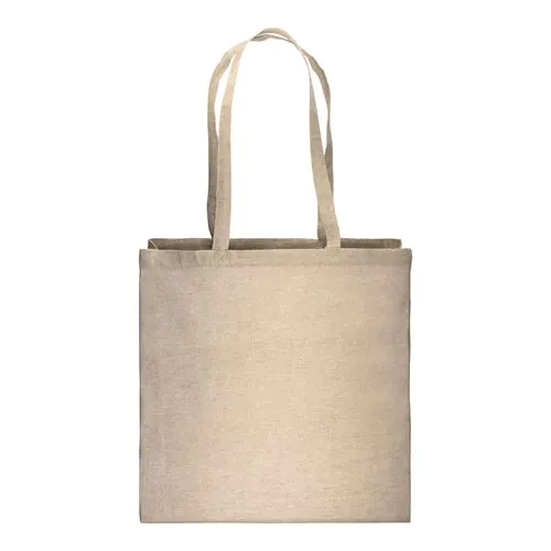 150 g/m2 recycled cotton shopping bag, melange effect, long handles and gusset