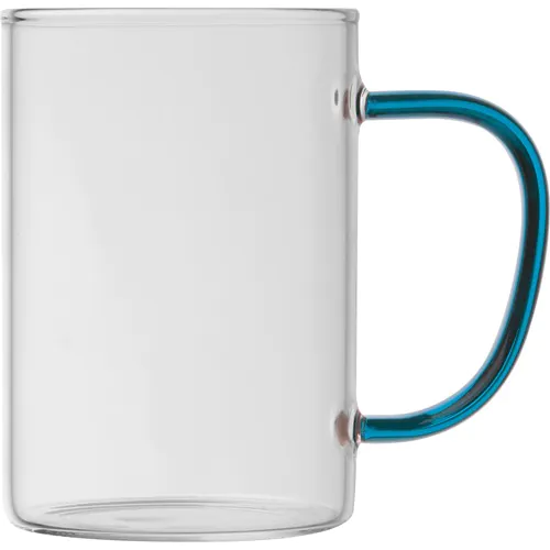 glass mug with coloured handle glass mug with coloured handle