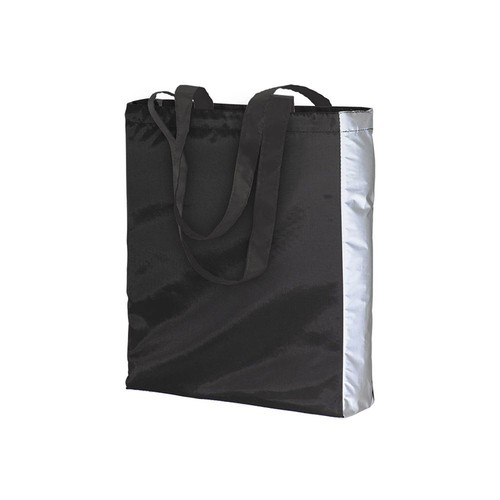 Polyester shopping bag with reflective side, long handles and gusset Polyester shopping bag with reflective side, long handles and gusset