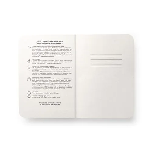 COFFEEPAD SEMI-RIGID. Bloc-notes A5 avec couverture semi-rigide fabriquée à partir de déchets de coques de café (65%)